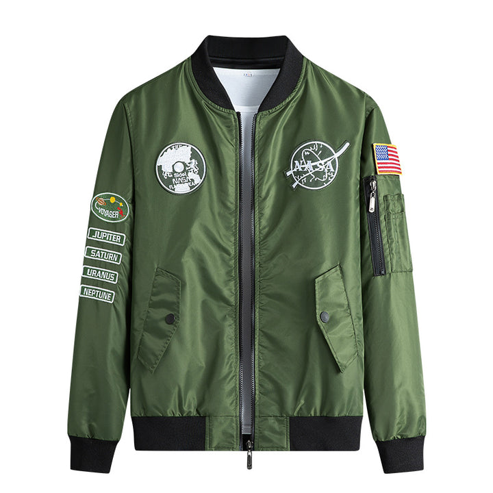 Herren  leichte Mikroschalen-Mission-Patch-Flug-Bomberjacke mit schrägen Klappentaschen und Ärmelreißverschluss Echo Archiv