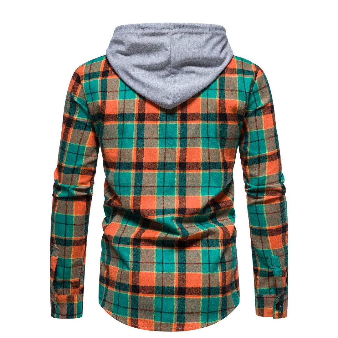 Herren Flanellhemd mit Kapuze und kariertem Design Echoarchiv