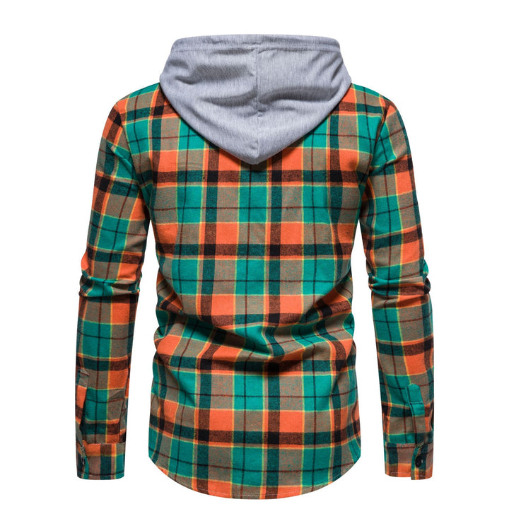 Herren Flanellhemd mit Kapuze und kariertem Design Echoarchiv