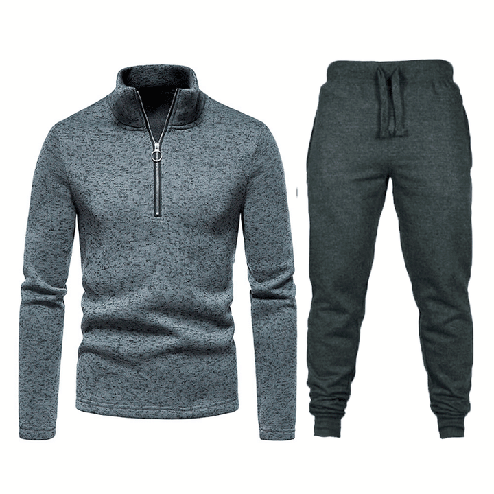 Herren Sportliches Fleece Trainingsanzug-Set mit Reißverschluss Echoarchiv