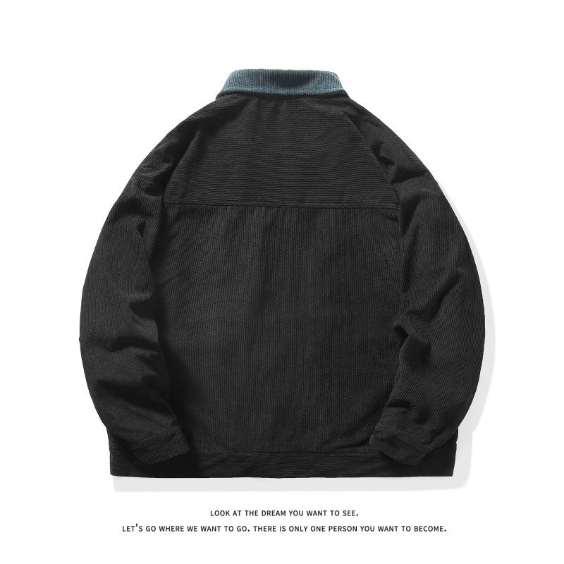 Herren nan gefütterte Cordjacke mit Kontrastkragen und Frontreißverschluss Echo Archiv