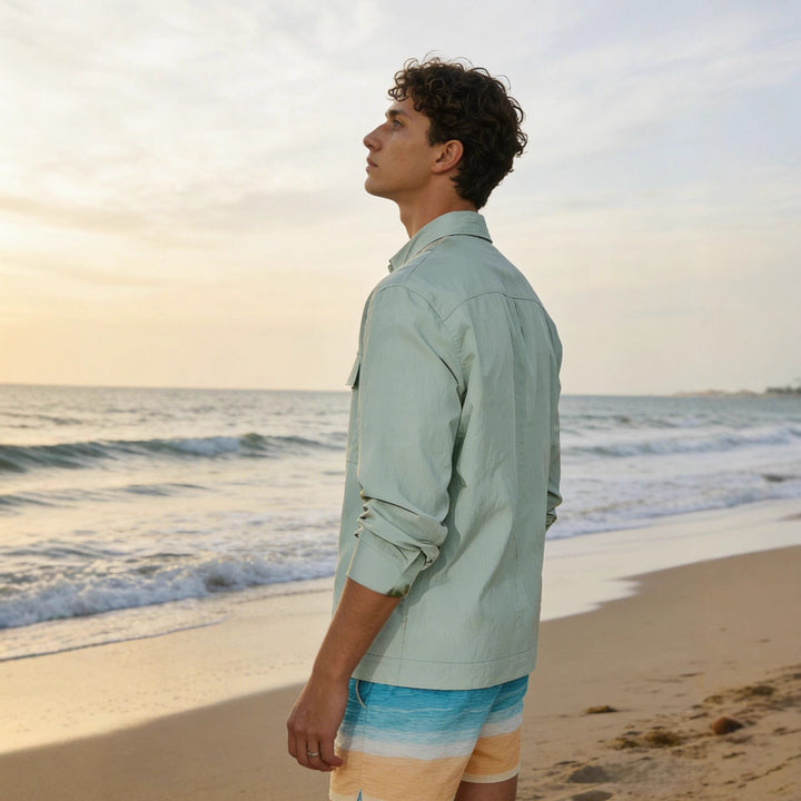 Herren Leichtes Field-Overshirt mit aufgesetzten Brusttaschen und Hemdkragen Echoarchiv