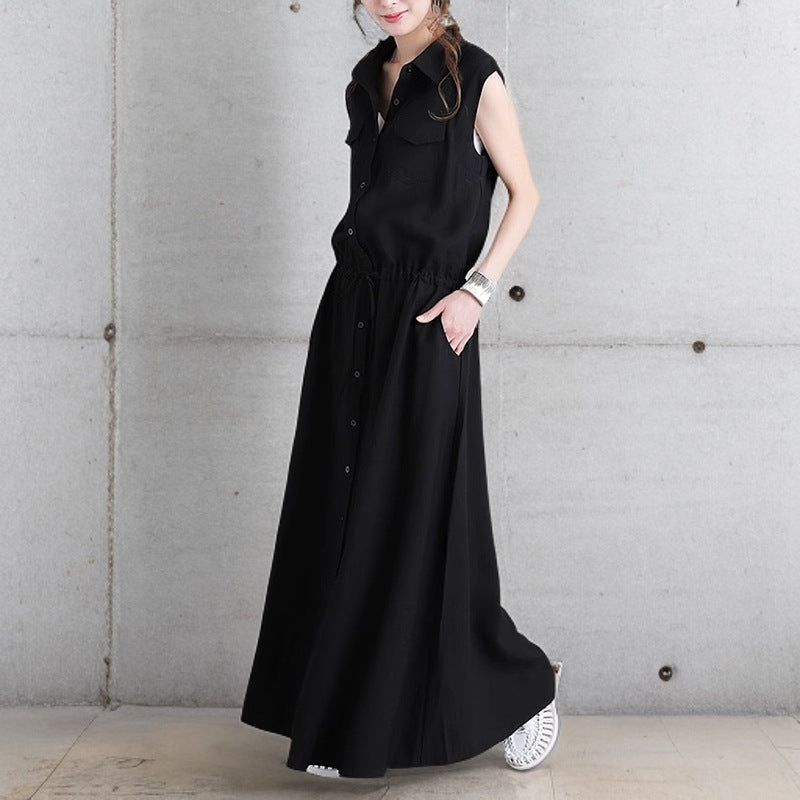 Damen nan langes Hemdkleid mit Tunnelzugtaillierung und aufgesetzten Brusttaschen Echo Archiv