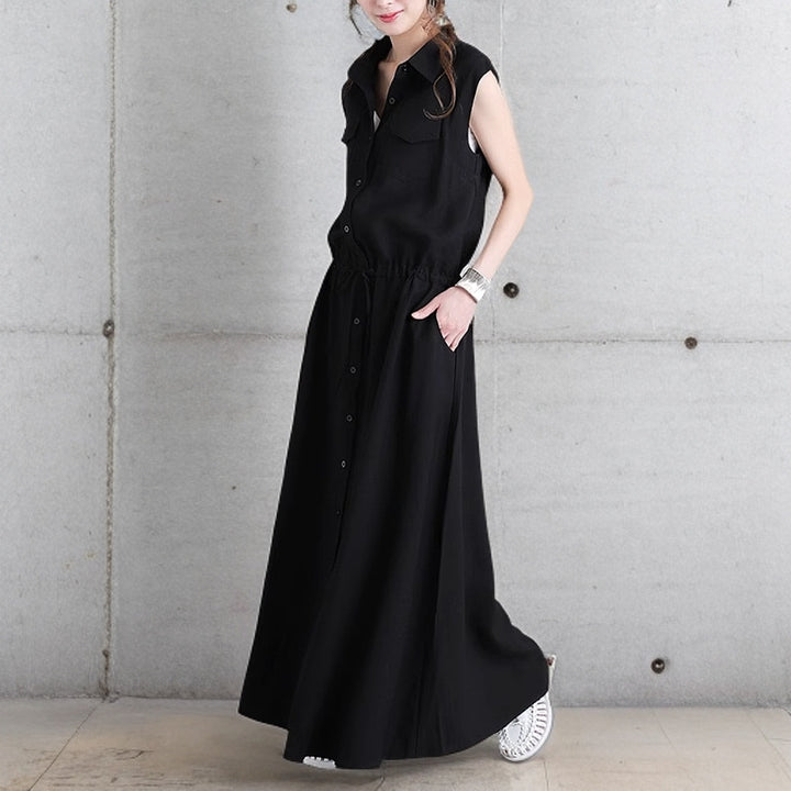 Damen nan langes Hemdkleid mit Tunnelzugtaillierung und aufgesetzten Brusttaschen Echo Archiv