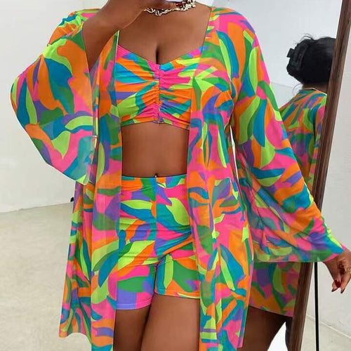 Damen Badeset mit transparentem Kimono und lässigem Oberteil Echo Archiv