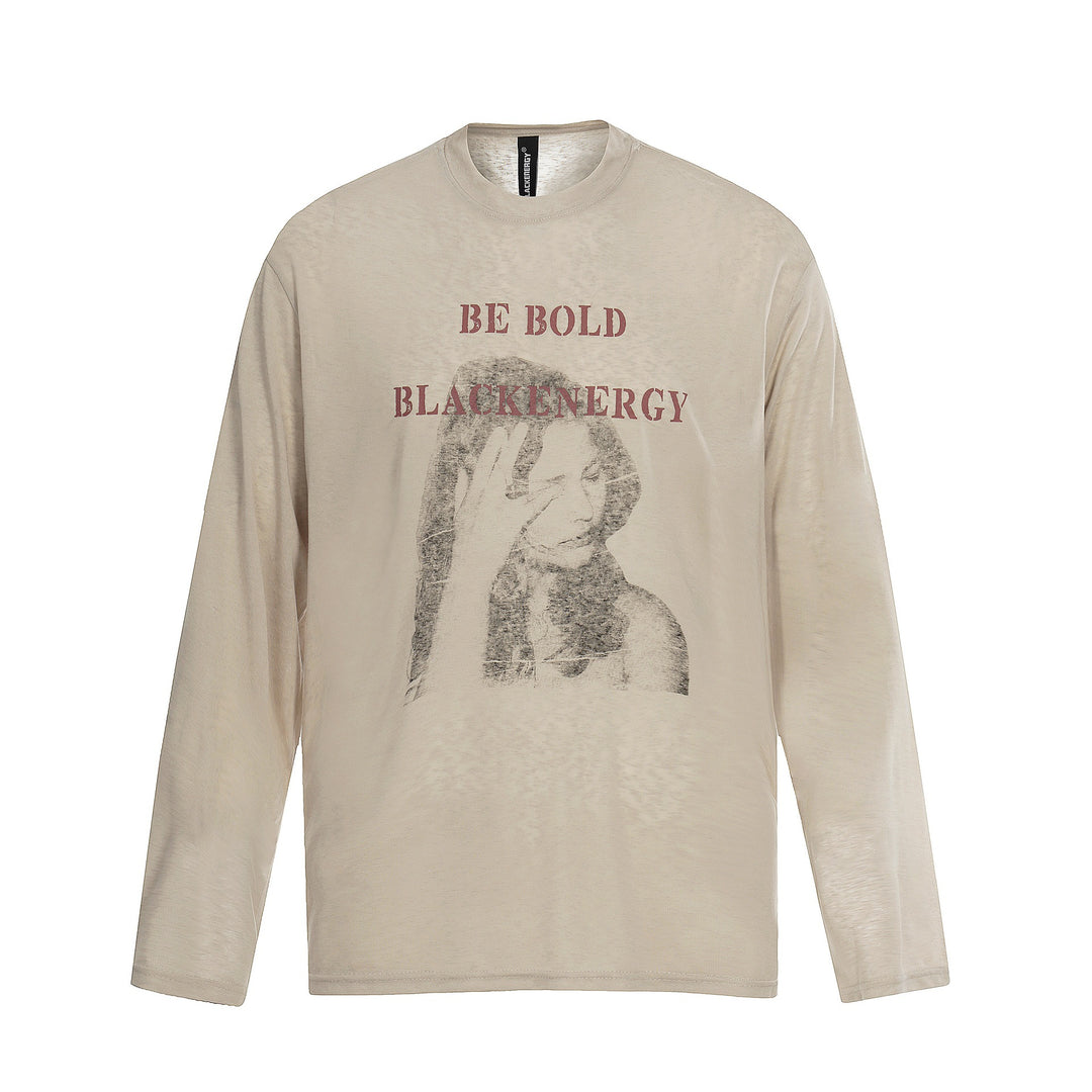 Unisex Langärmeliges Baumwollshirt mit Vintage-Print und relaxed Fit Echoarchiv