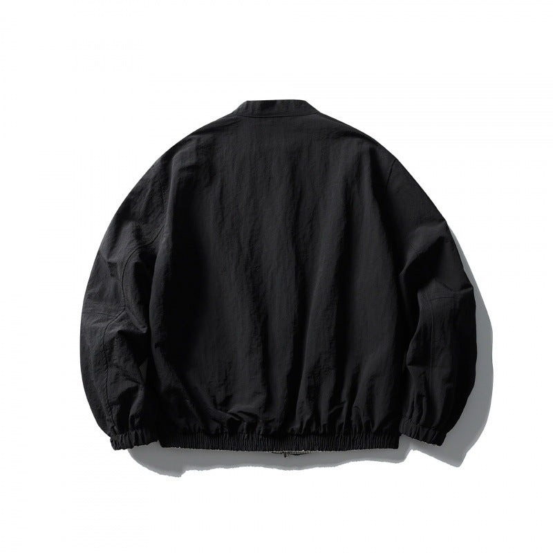 Unisex Leichte Oversize-Bomberjacke aus Strukturstoff mit Stehkragen und elastischem Saum Echo Archiv