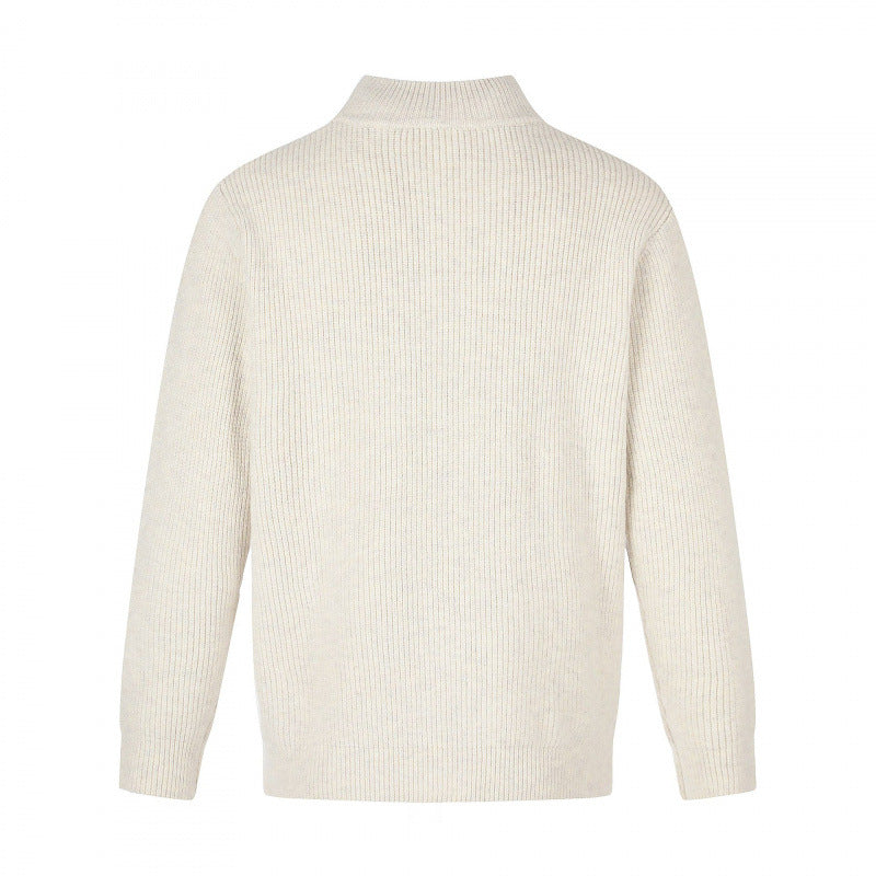Unisex Reißverschluss-Strickjacke im Boxy‑Cut mit Stehkragen und Rippenstruktur Echo Archiv
