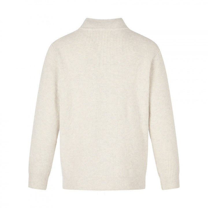 Unisex Reißverschluss-Strickjacke im Boxy‑Cut mit Stehkragen und Rippenstruktur Echo Archiv