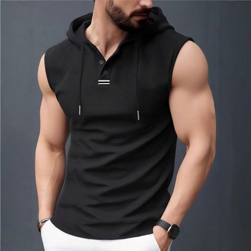 Herren ärmelloses Hoodie-Shirt mit strukturierter Oberfläche Echoarchiv