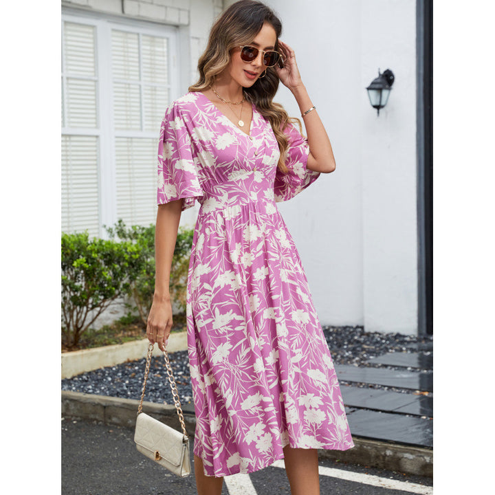 Damen Sommerliches Midikleid mit verspielten Rüschendetails und V-Ausschnitt Echo Archiv