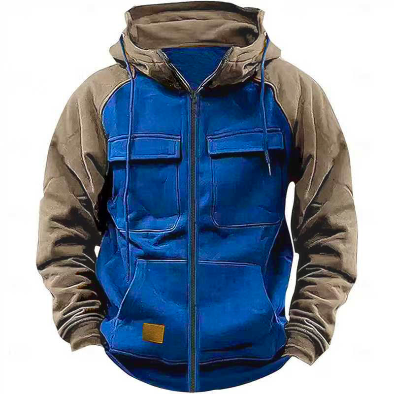 Herren vielseitige und praktikable Fleecejacke mit Kapuze und Taschen Echoarchiv
