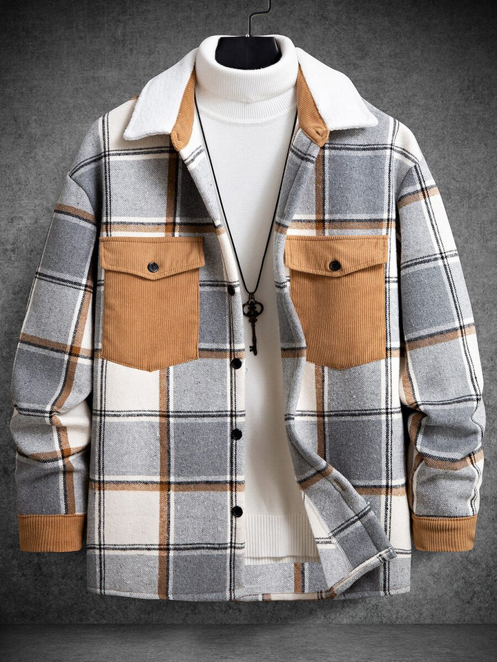 Herren Karo-Flanelljacke mit zwei Brusttaschen und weichem Kragen Echoarchiv