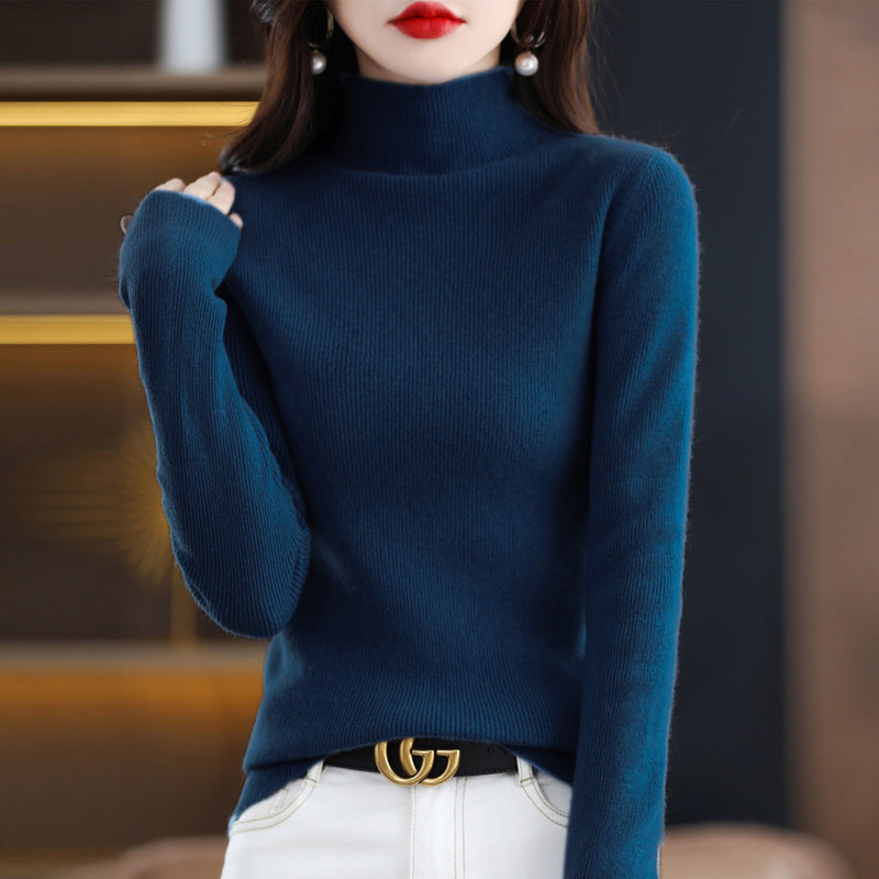 Damen Schmal geschnittener Mockneck-Pullover aus kaschmirähnlichem Feinstrick Echoarchiv