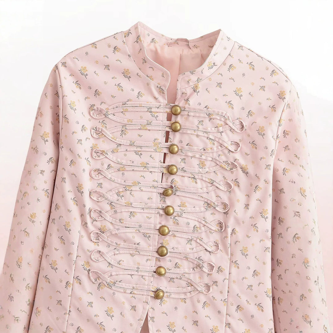 Damen Kurzjacke im Military-Stil mit Zierkordeln und Stehkragen Echo Archiv