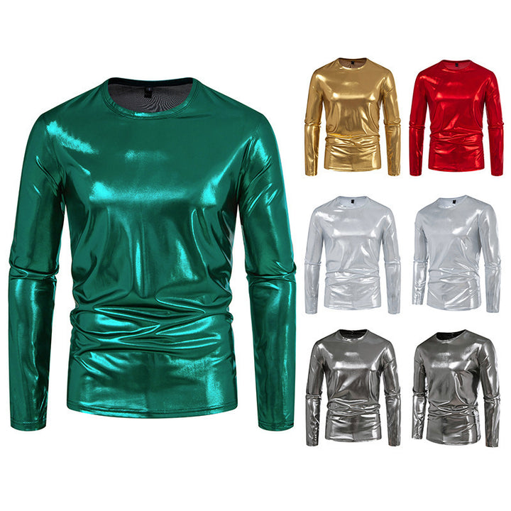 Herren langärmliges Shirt aus glänzendem Stretch-Stoff Echoarchiv