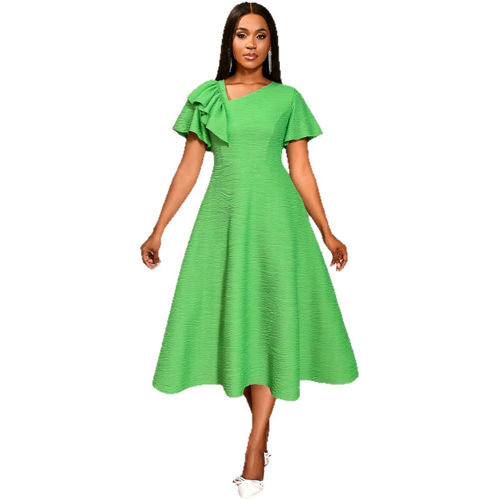 Damen Midikleid mit asymmetrischem Schal und voluminösen Ärmeln Echo Archiv