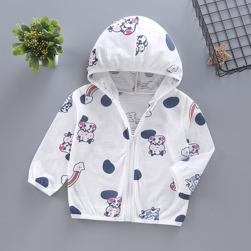 Unisex nan leichte Kapuzenjacke für Kleinkinder mit süßem Tierprint und Reißverschluss  Echo Archiv