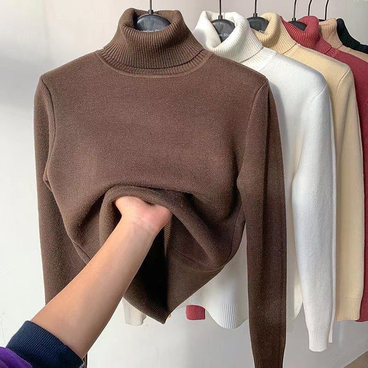 Damen Feinstrick-Rollkragenpullover mit wärmendem Innenfutter und schmaler Silhouette – Mavelle