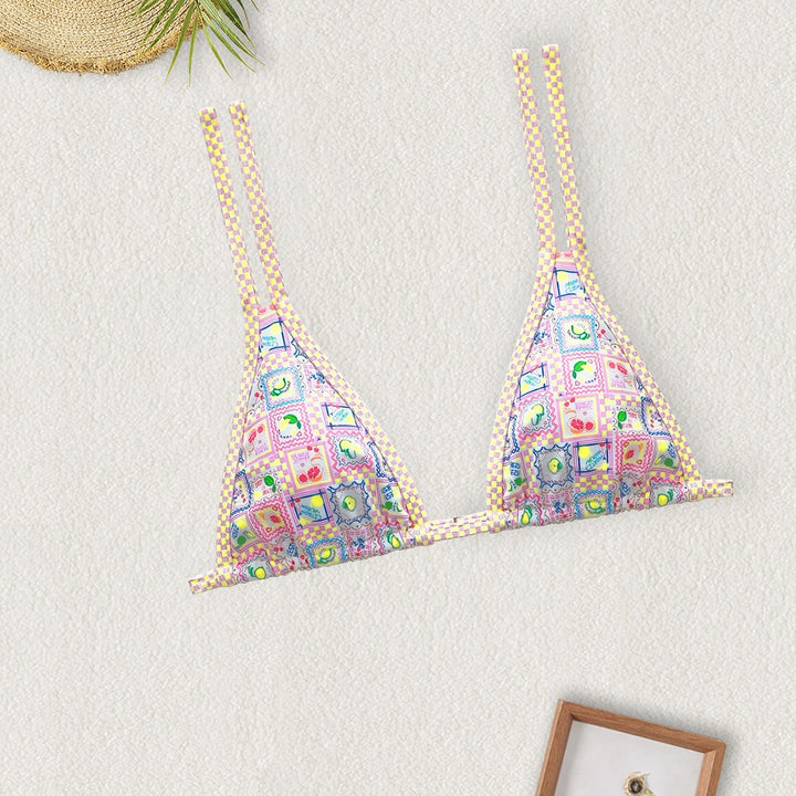 Damen Triangel-Bikini mit buntem Patchwork-Muster Echo Archiv