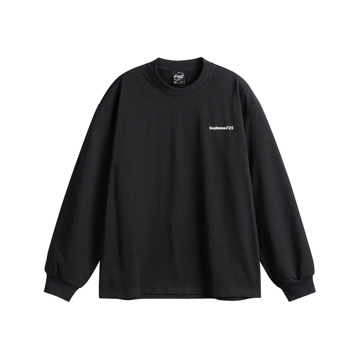 Unisex Oversize-Longsleeve mit dropped shoulder, gerippten Bündchen und minimalistischer Bruststickerei Echoarchiv
