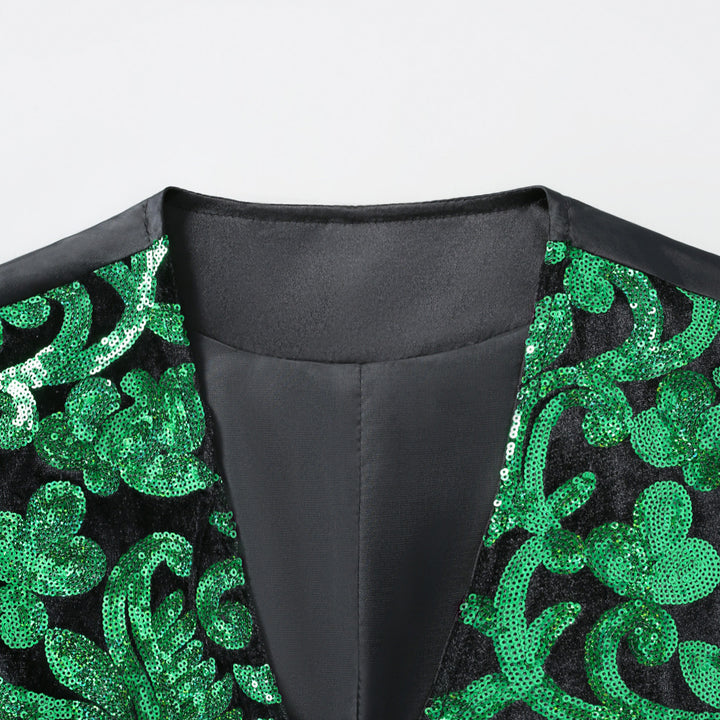 Herren elegante Pailletten-Weste mit floralem Design Echoarchiv