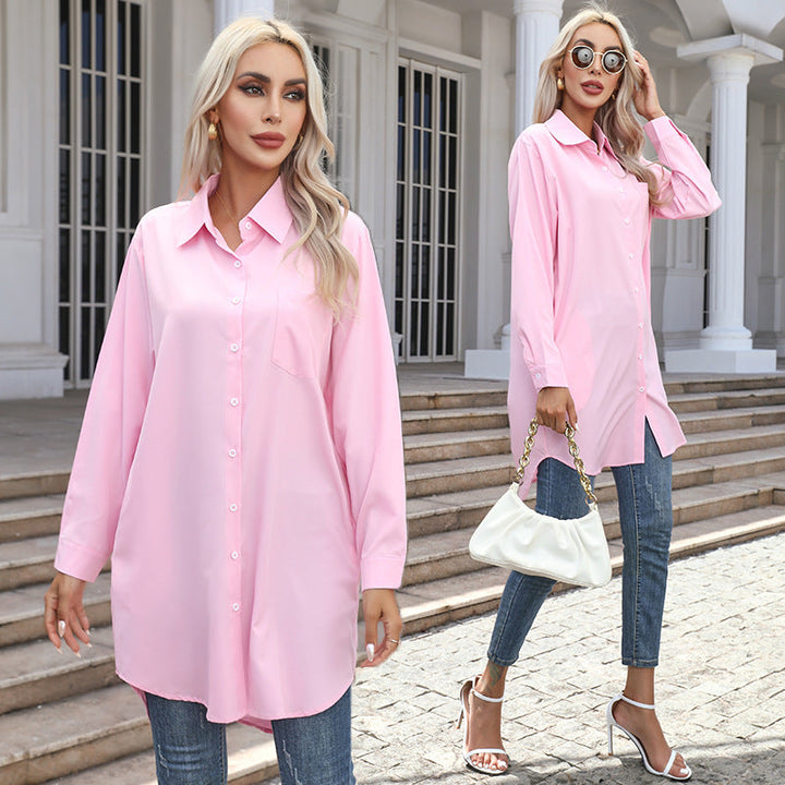 Damen Übergrößen-Hemdbluse mit Echoarchivrnen Details und Brusttasche Echoarchiv