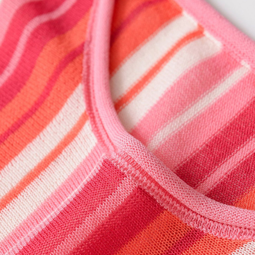 Damen Gestreifter Feinstrick‑Pullover mit Rundhals und Cropped‑Boxy‑Schnitt Echoarchiv