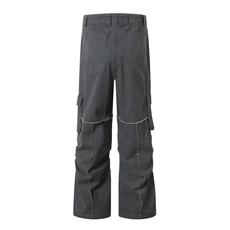 Damen Weite Cargo-Culotte-Hose mit hoher Taille, Multi‑Taschen und sichtbaren Nahtdetails Echoarchiv