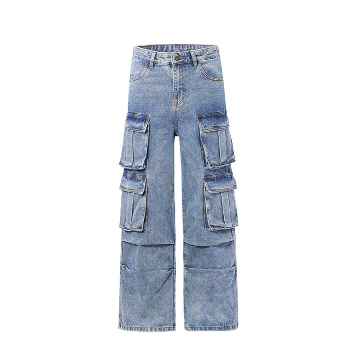Herren Ultraweite Denim-Cargo-Jeans im Baggy-Cut mit mehrfachen Klappentaschen Echo Archiv