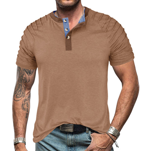 Herren Kurzarm-Henley-Shirt mit eleganter Knopfleiste und modischen Akzenten Echoarchiv