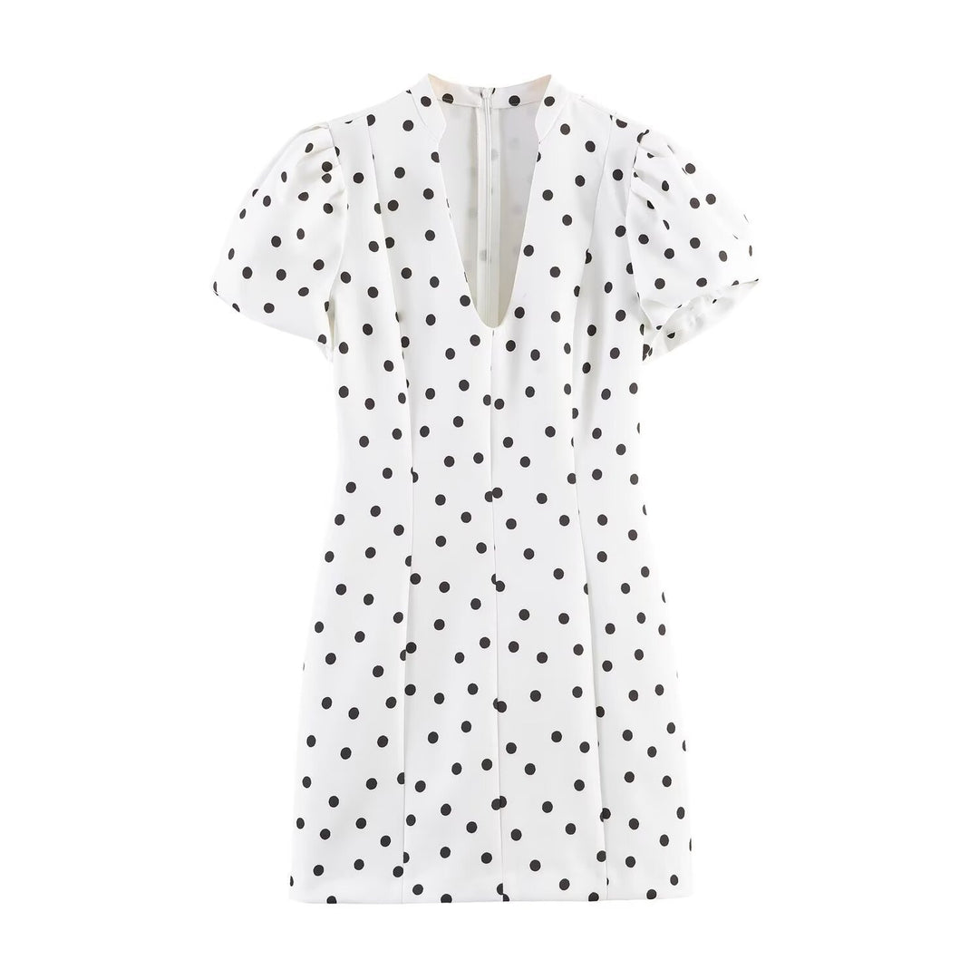 Damen Minikleid mit V-Ausschnitt und voluminösen Puffärmeln Echo Archiv