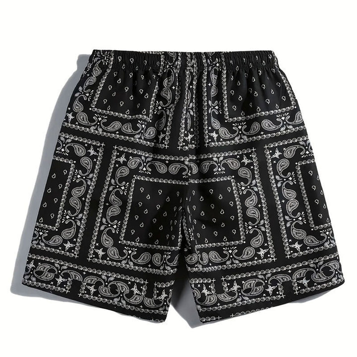 Herren Badeshorts aus atmungsaktivem Material mit modernem Paisleymuster Echoarchiv