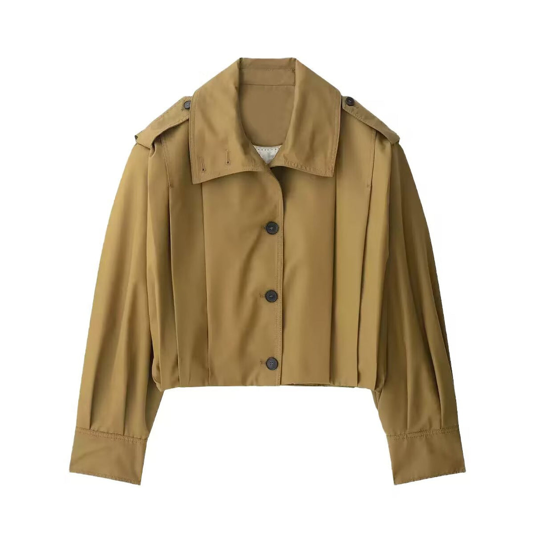 Damen Kurze Boxy‑Trenchjacke mit Faltenblende und Epauletten Echo Archiv