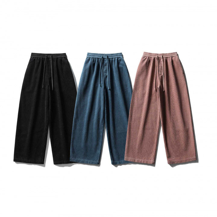 Unisex Weite Cordhose im Relaxed-Fit mit elastischem Bund, Tunnelzug und geradem Bein Echo Archiv