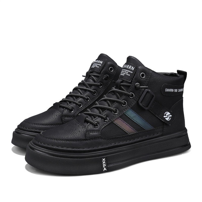 Unisex Mid-Top Street-Sneaker mit verstärkter Cupsohle, dekorativem Gurt und gepolstertem Knöchelkragen – Norré