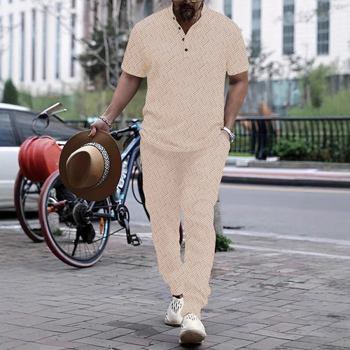 Herren Jumpsuit mit modischem Webmuster und praktischen Taschen Echoarchiv