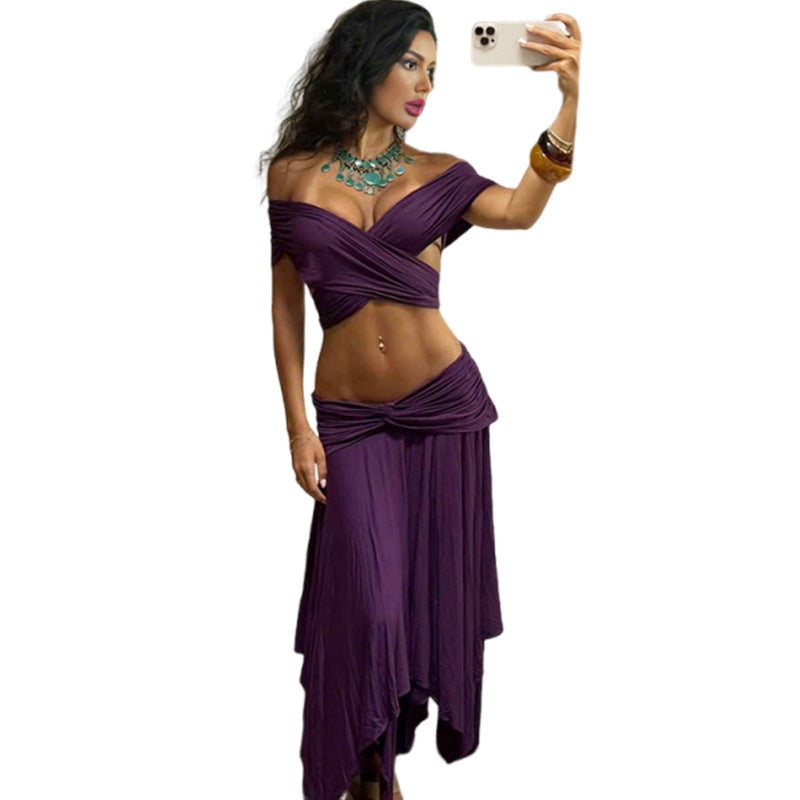 Damen Elegantes Wickelkleid mit raffiniertem Oberteil und fließendem Rock Echo Archiv