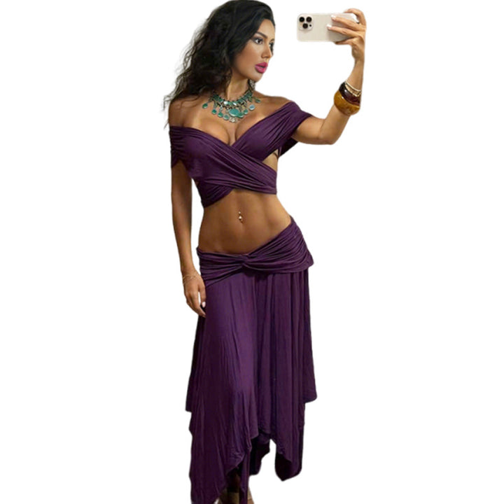 Damen Elegantes Wickelkleid mit raffiniertem Oberteil und fließendem Rock Echo Archiv