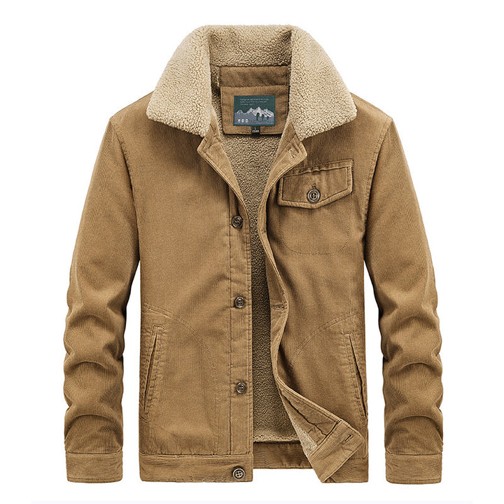 Herren Cord‑Blouson mit durchgehendem Sherpa‑Innenfutter und Umlegekragen – Taviero