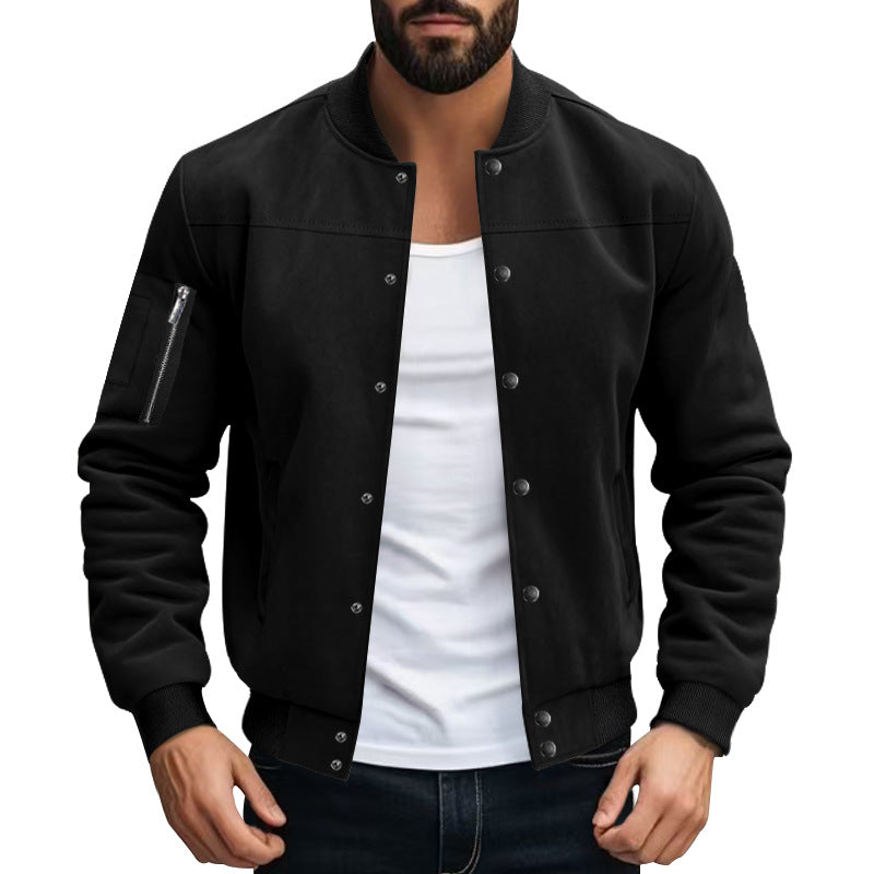 Herren lässige Bomberjacke aus weichem Mikrofaser mit praktischen Taschen und elastischen Bündchen Echoarchiv