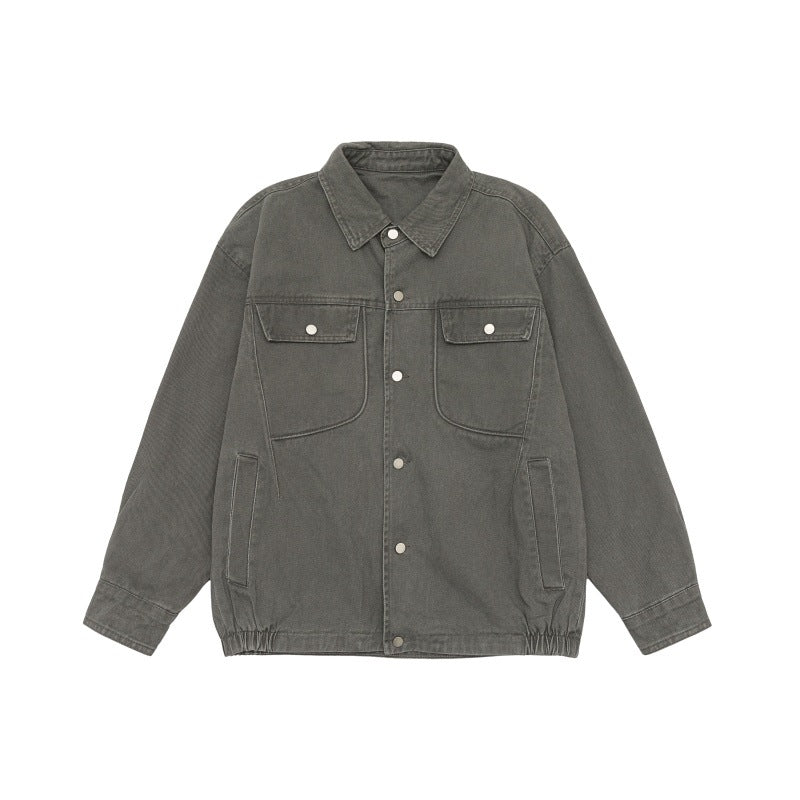 Unisex Oversize Workwear-Blousonjacke mit Druckknopf‑Front und Elastbund Echoarchiv