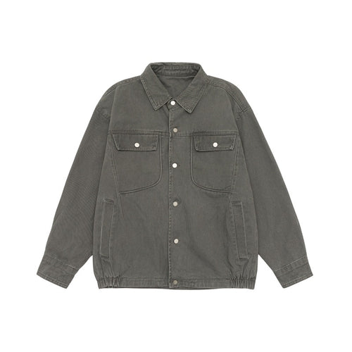 Unisex Oversize Workwear-Blousonjacke mit Druckknopf‑Front und Elastbund Echoarchiv