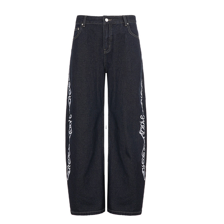 Damen Weiter Jeans mit eleganten Kunstwerken Echo Archiv