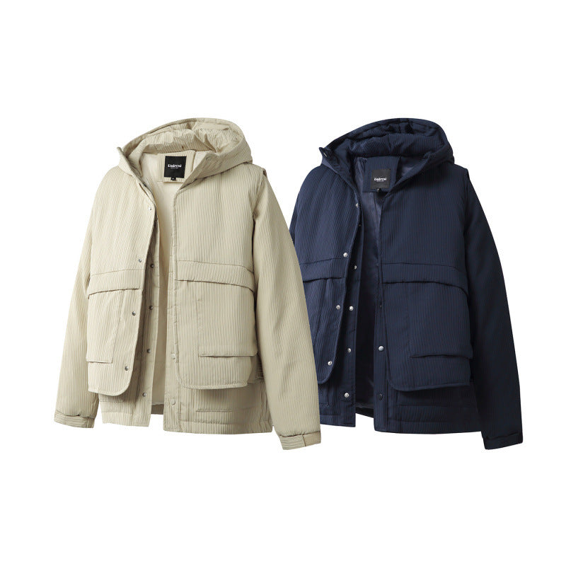 Unisex Wattierte Kapuzenjacke mit abnehmbarem Westeinsatz und gerippter Struktur Echo Archiv