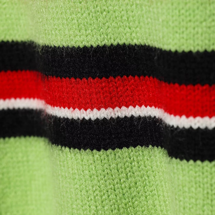 Damen Gestreifter Strickpullover mit halbem Reißverschluss und großem Hemdkragen Echoarchiv