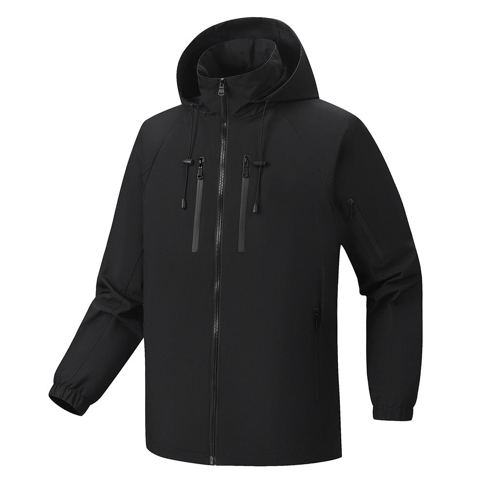 Herren Funktionsjacke mit abnehmbarer Kapuze und multifunktionalen Reißverschlusstaschen Echoarchiv