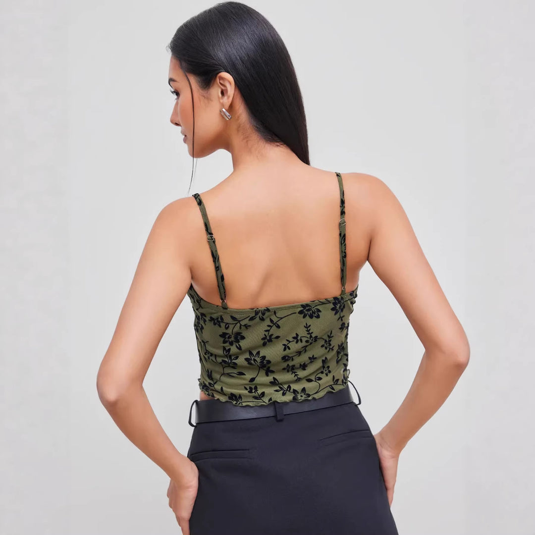 Damen Spitzentop mit floralen Akzenten und asymmetrischem Schnitt Echo Archiv