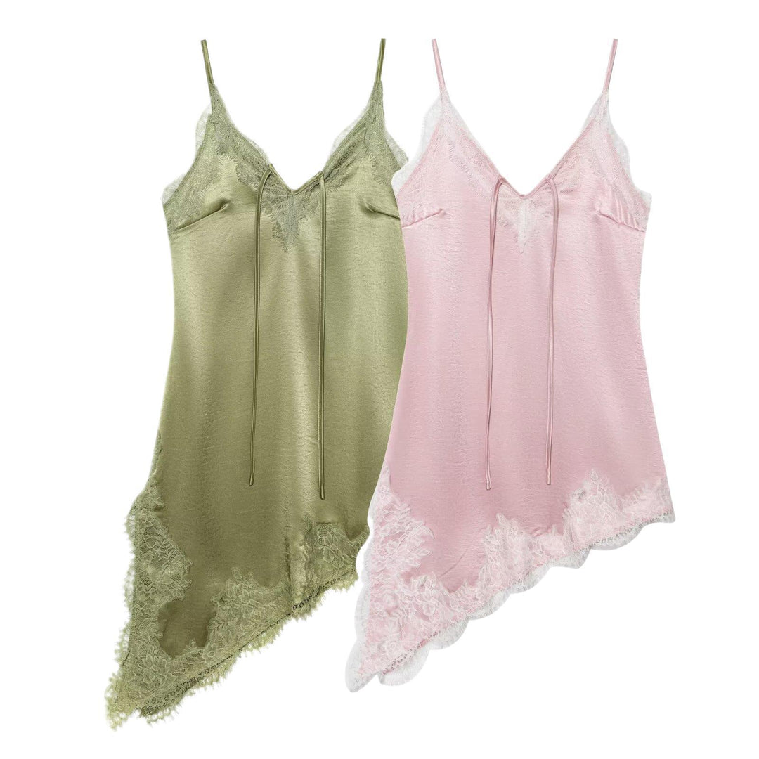 Damen Spitzen-Top mit asymmetrischem Saum und verstellbaren Trägern Echo Archiv