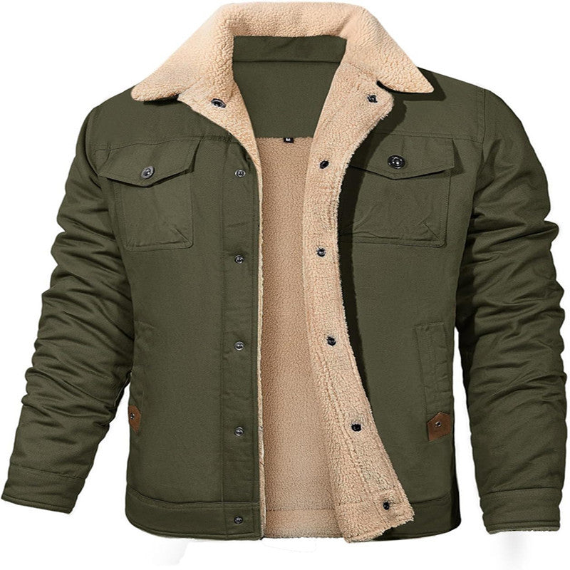 Herren Sherpa-gefütterte Canvas-Truckerjacke mit Thermofutter und Brusttaschen Echoarchiv